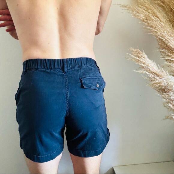 MENS BEARBOTTOM Navy Blue Solid Elastic Waist 5.5" Casual Flat Front Shorts S - Picture 6 of 11